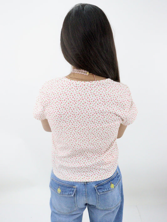 Playera manga corta con print floral