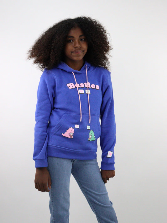 Sudadera con capucha de color azul con estampado