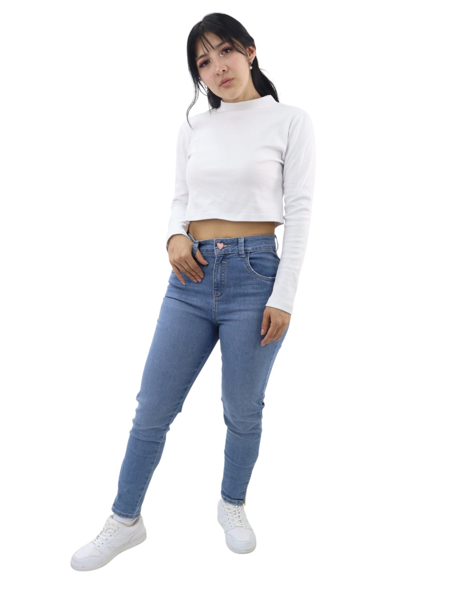 Jeans skinny lavado azul medio