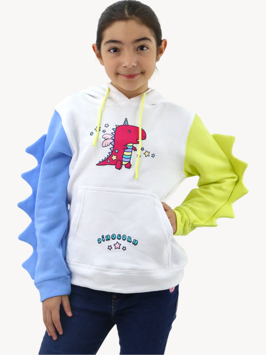 Sudadera cerrada de color combinado con diseño de dinosaurio