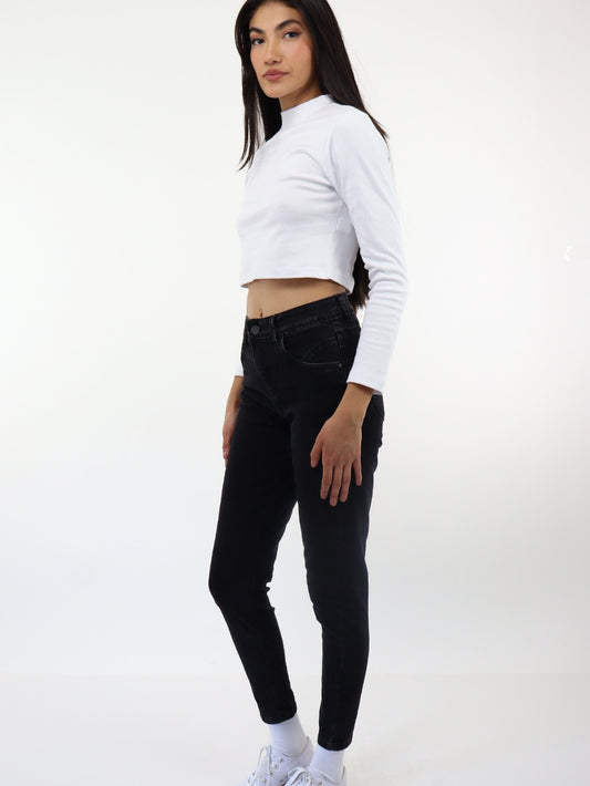 Jeans skinny tiro alto