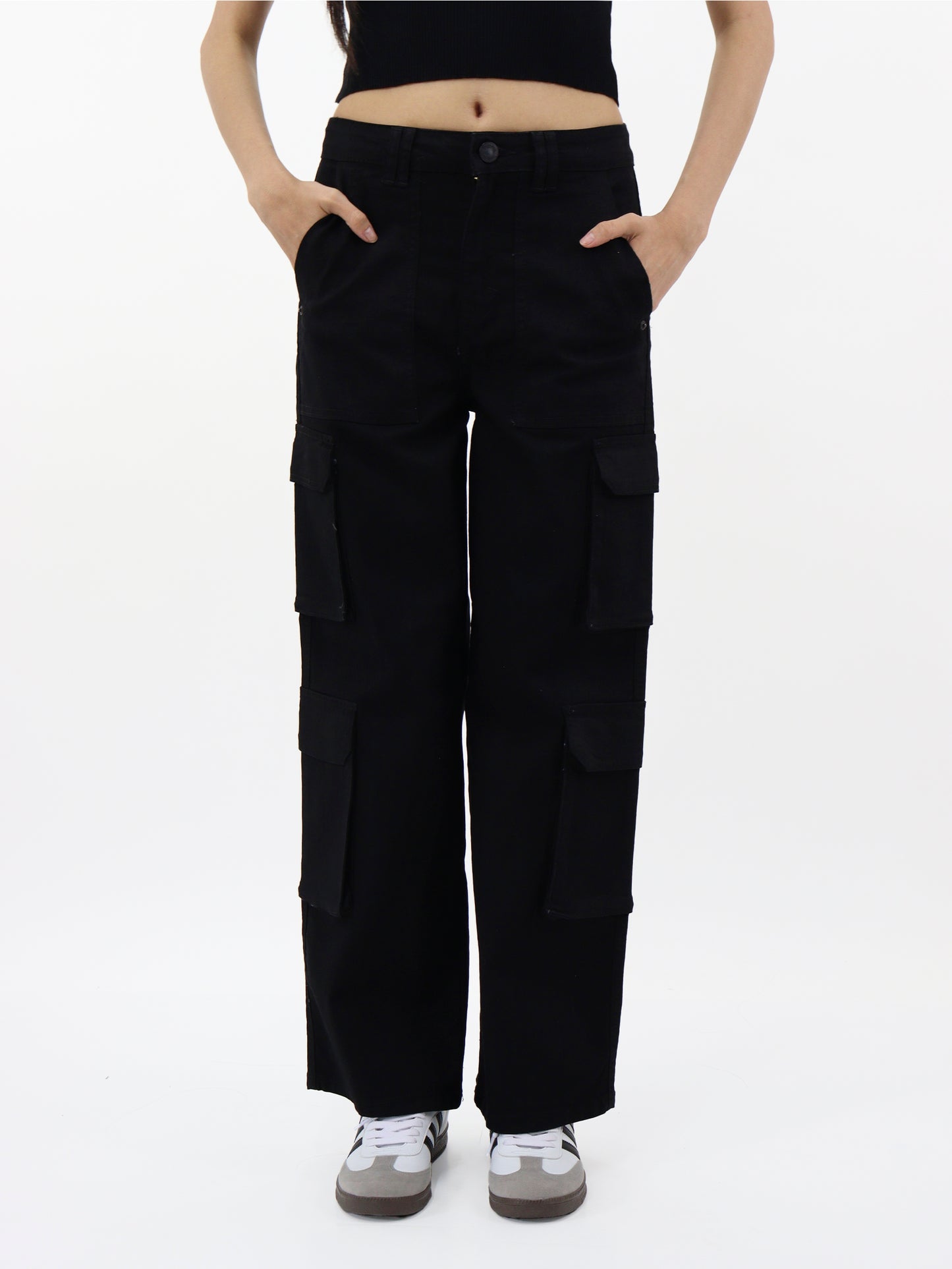 Jeans Cargo-Tiro Alto