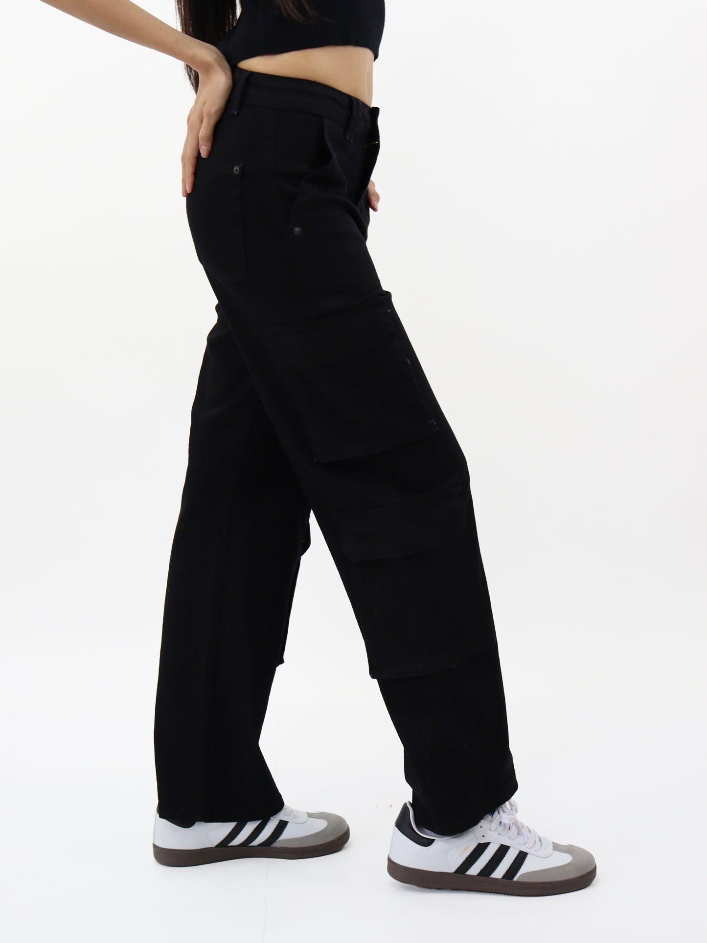 Jeans Cargo-Tiro Alto