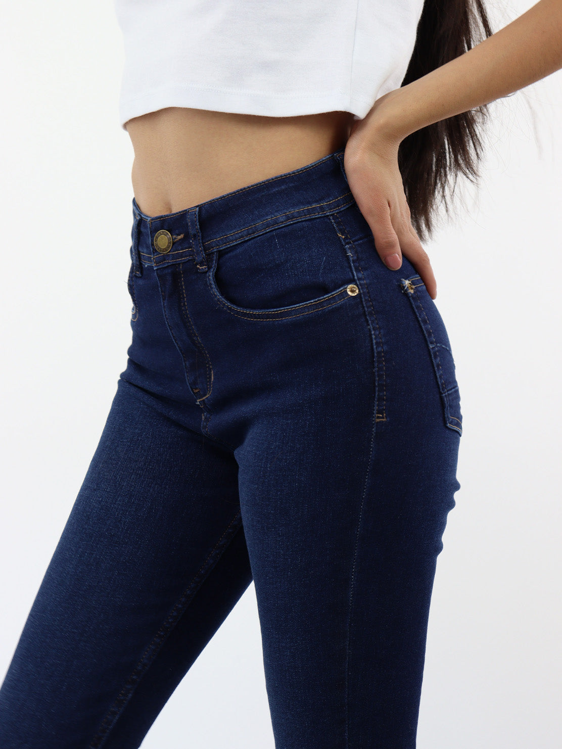 Jeans skinny de talle alto azul oscuro