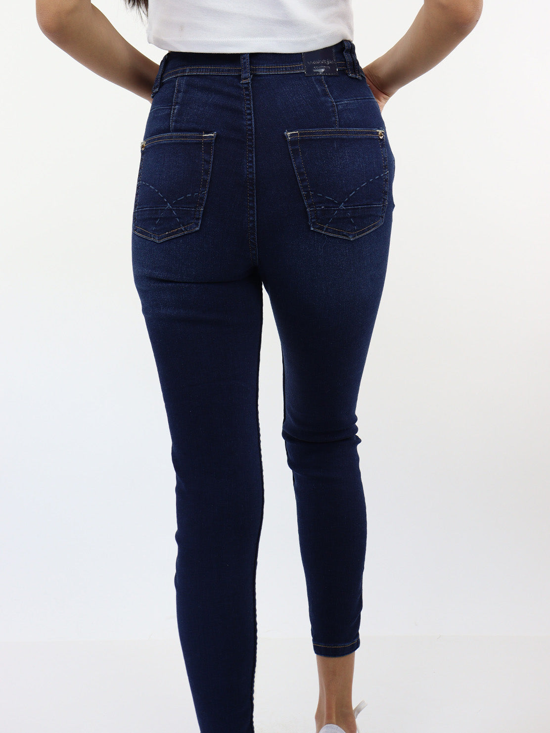 Jeans skinny de talle alto azul oscuro