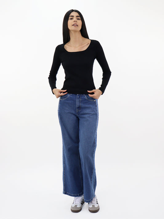 Jeans Wide-Tiro Alto