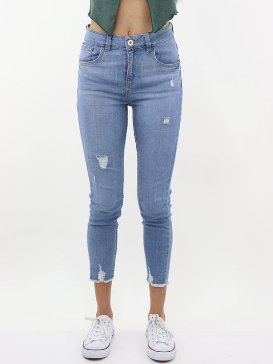 Jeans Skinny Con Destrucción