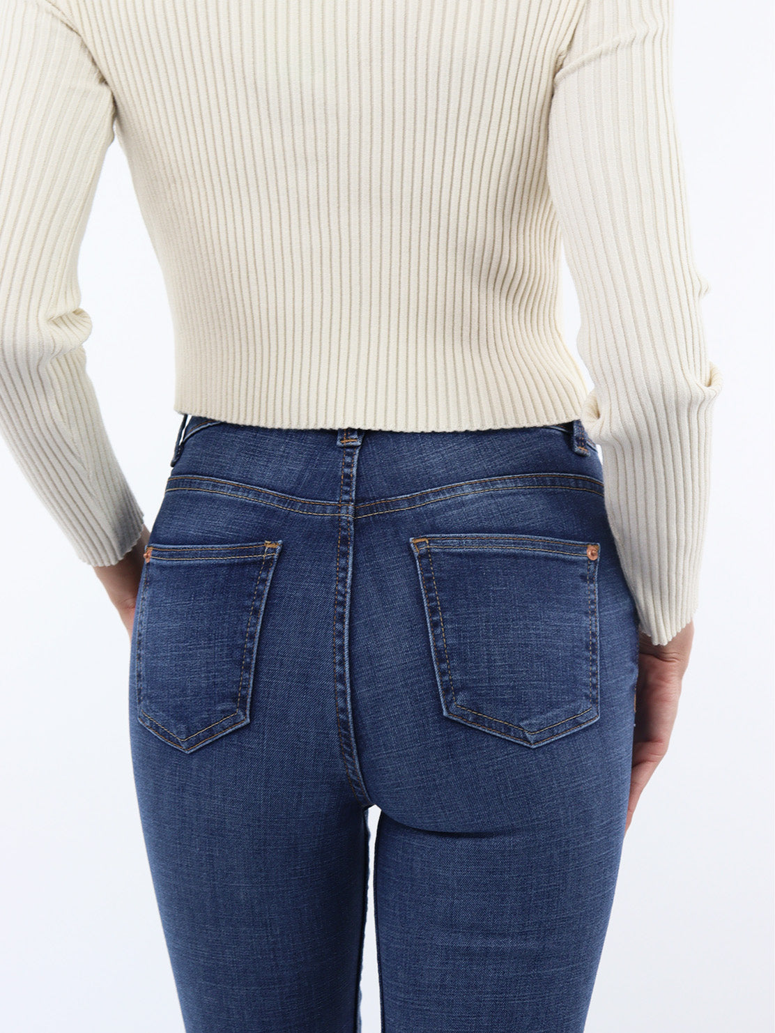 Jeans Skinny Tiro Alto Azul Oscuro