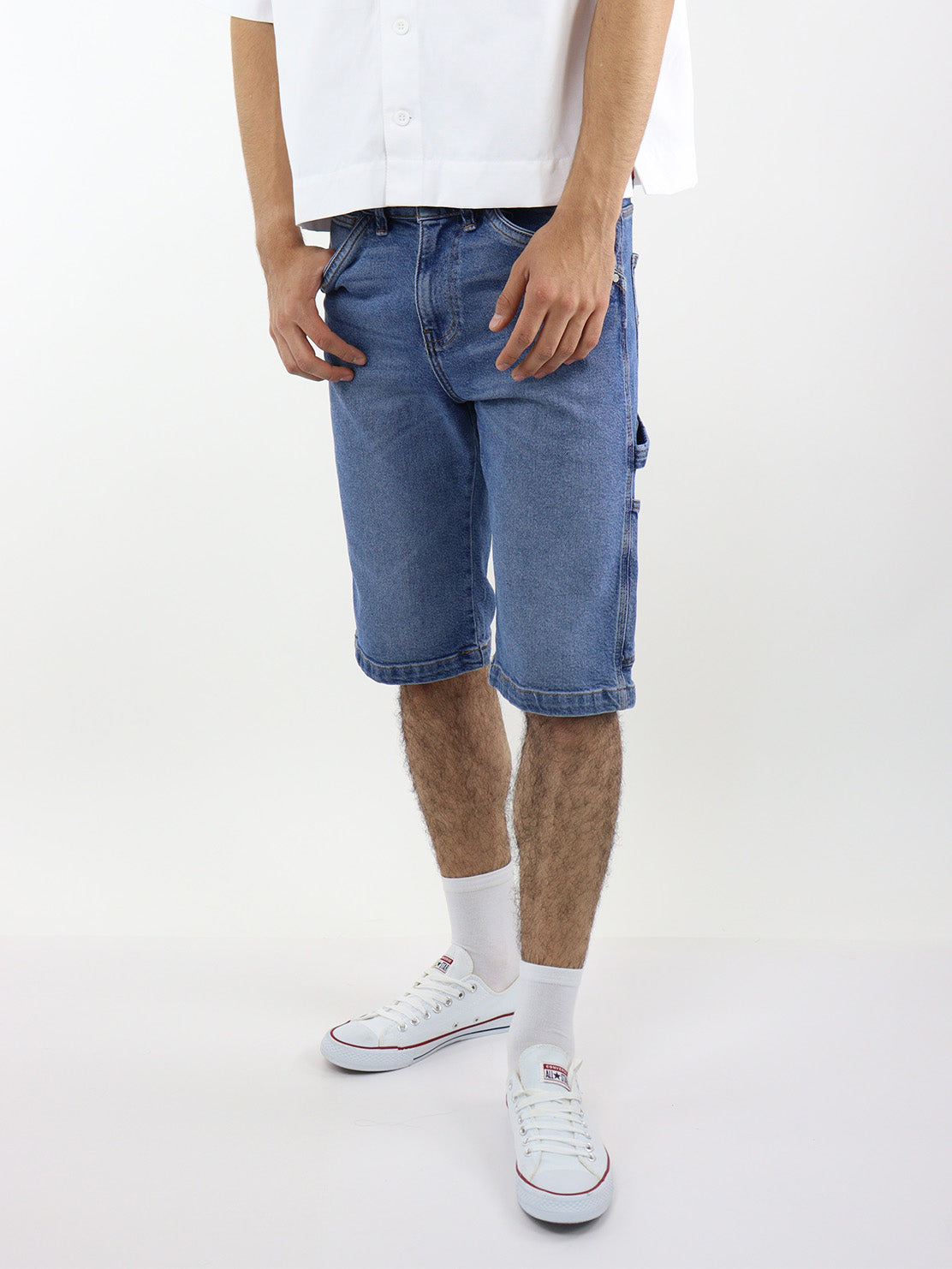 Bermuda denim azul medio