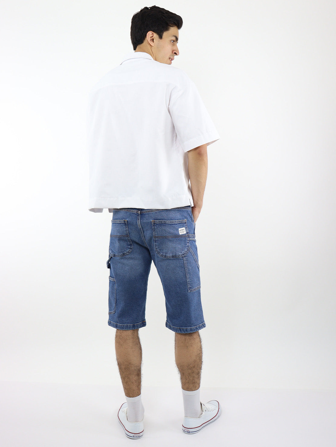 Bermuda denim azul medio