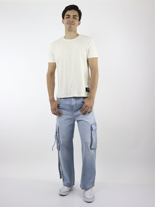 Playera lisa estándar fit en tono hueso