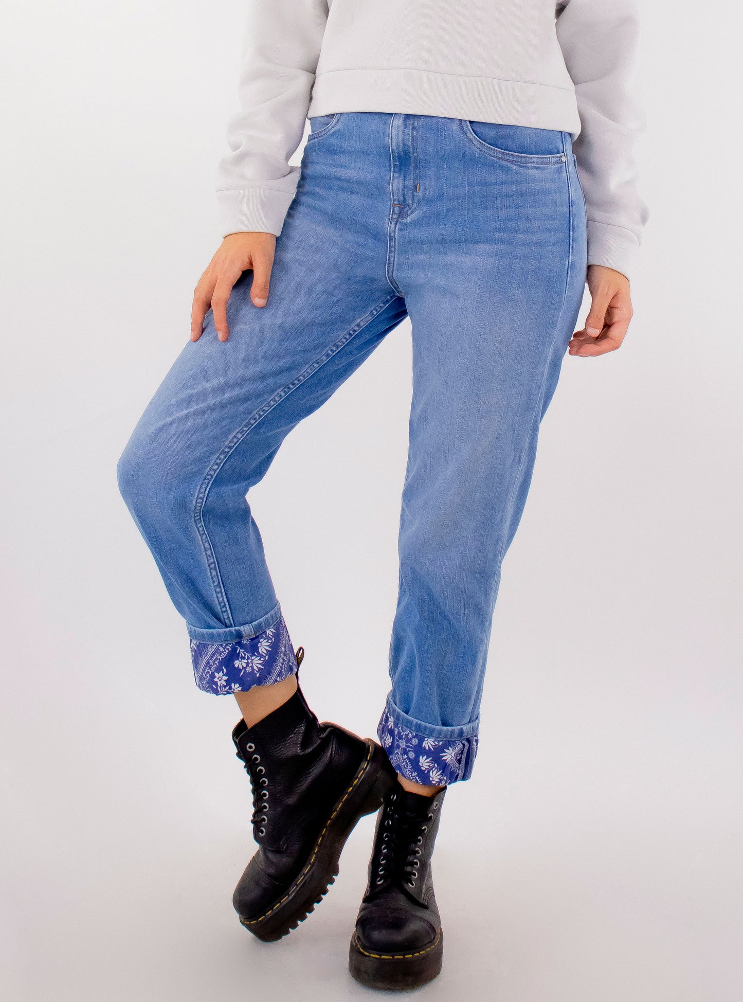 Jeans mom clasic de color azul medio