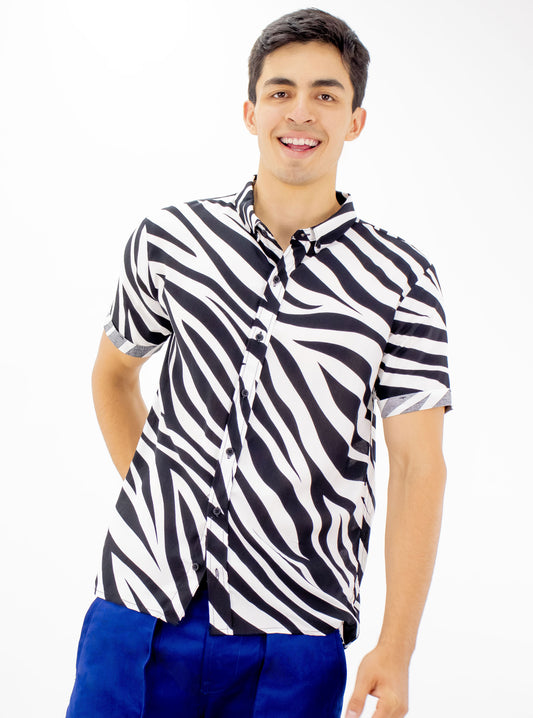 Camisa manga corta con print de zebra