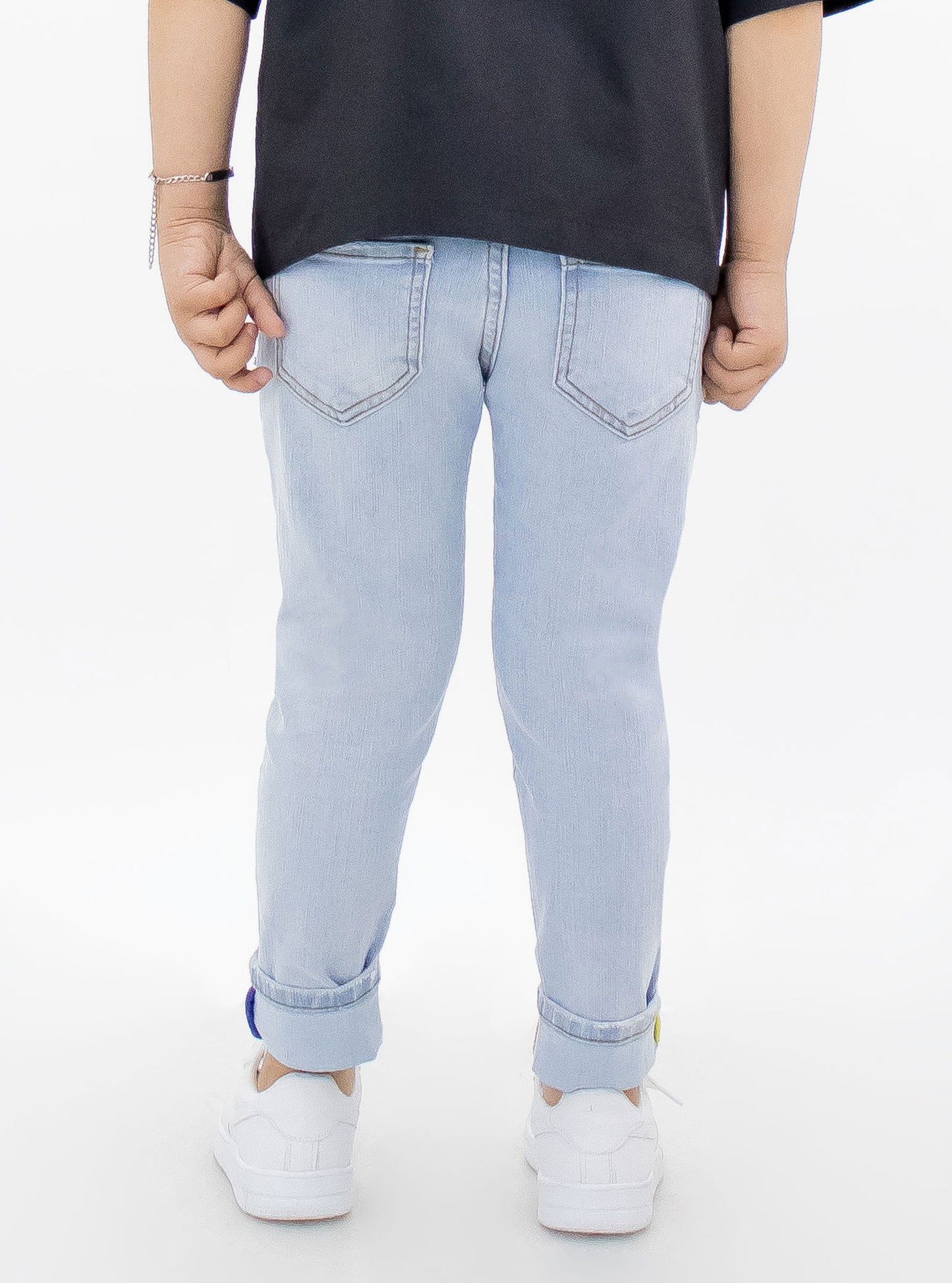 Jeans skinny de color azul claro con estampado