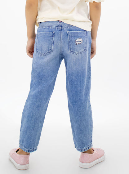 Jeans mom clasic con aplicaciones en lentejuela (EDICIÓN ESPECIAL)
