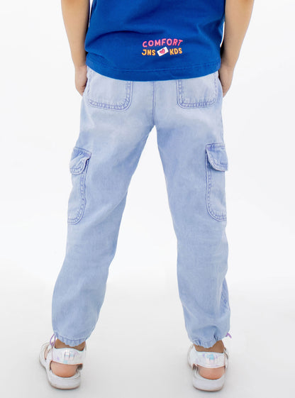 Jogger cargo denim de color azul claro