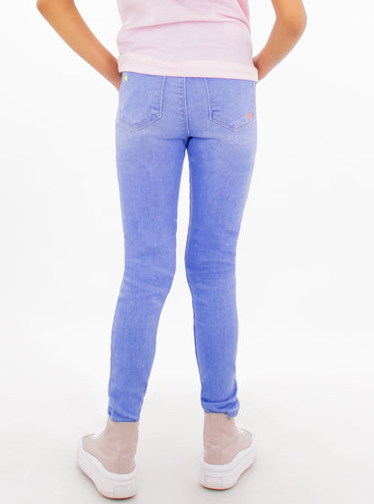 Jeans skinny de color azul claro con bordado de unicornio (EDICIÓN ESPECIAL)