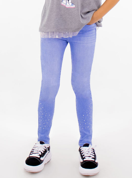 Jeans skinny de color azul claro con aplicaciones (EDICIÓN ESPECIAL)