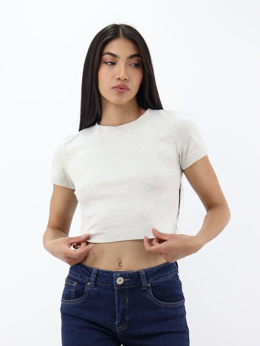 Playera básica de color beige jaspe