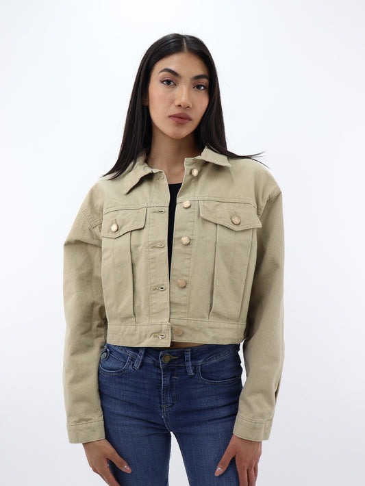 Chamarra corta gabardina khaki