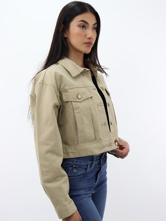 Chamarra corta gabardina khaki