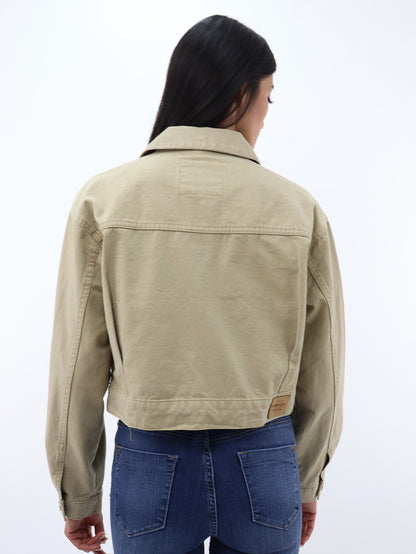 Chamarra corta gabardina khaki