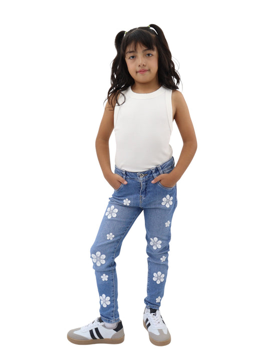 Jeans skinny con flores