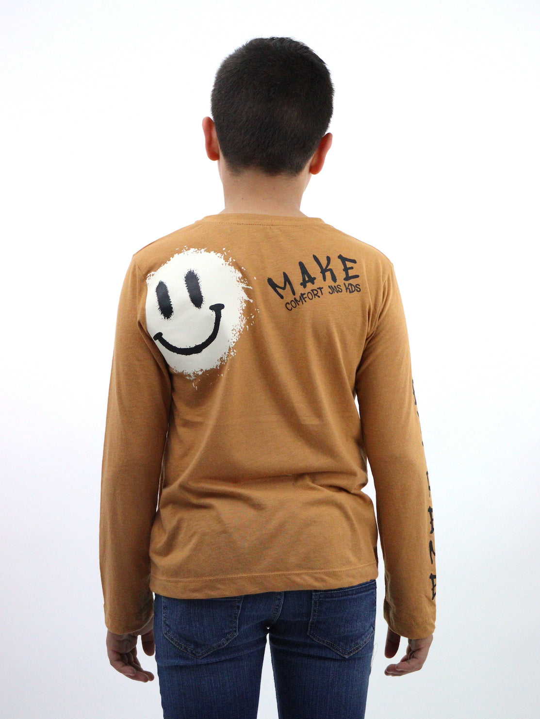 Playera smiley manga larga de color khaki