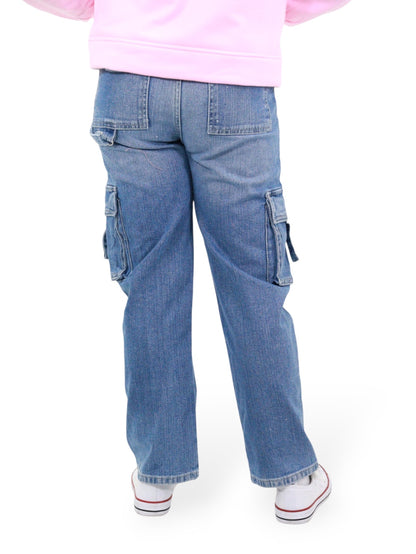 Jeans Baggy Cargo-Tela Brillosa