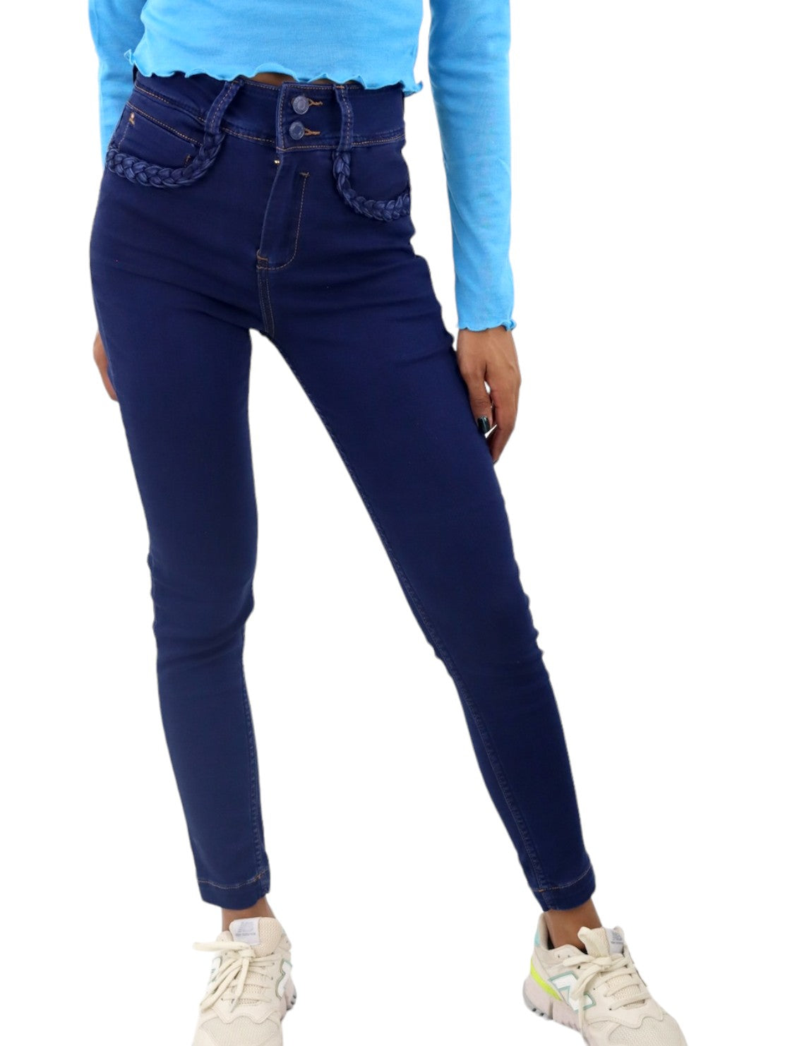Jeans skinny tiro alto azul oscuro