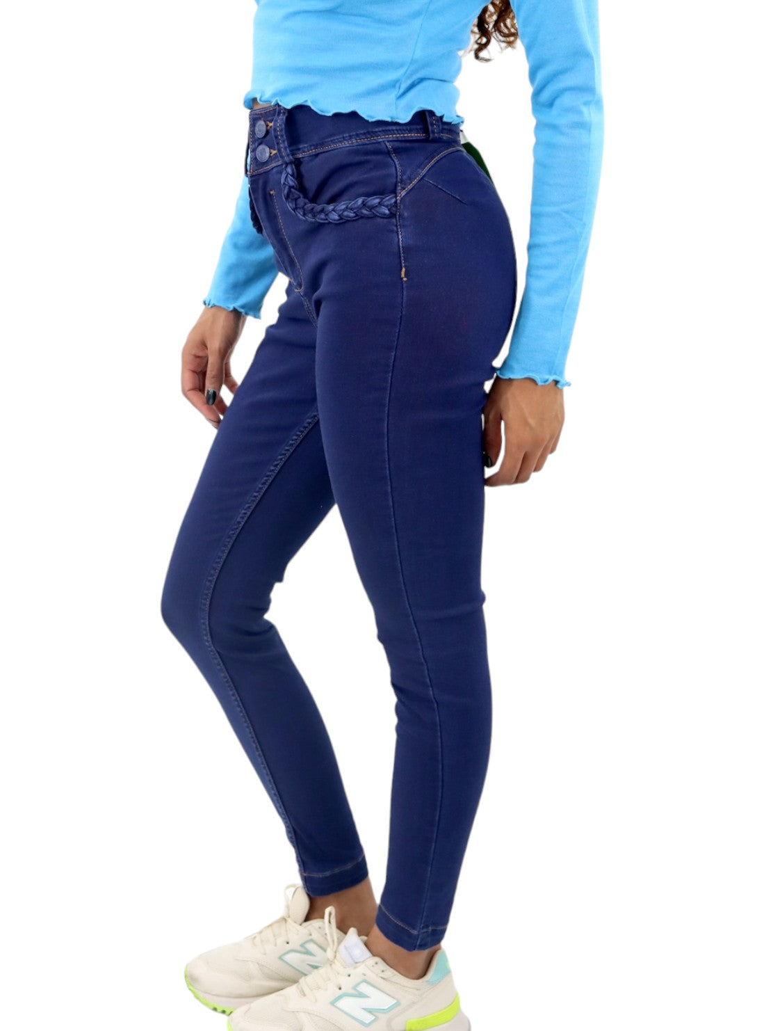 Jeans skinny tiro alto azul oscuro