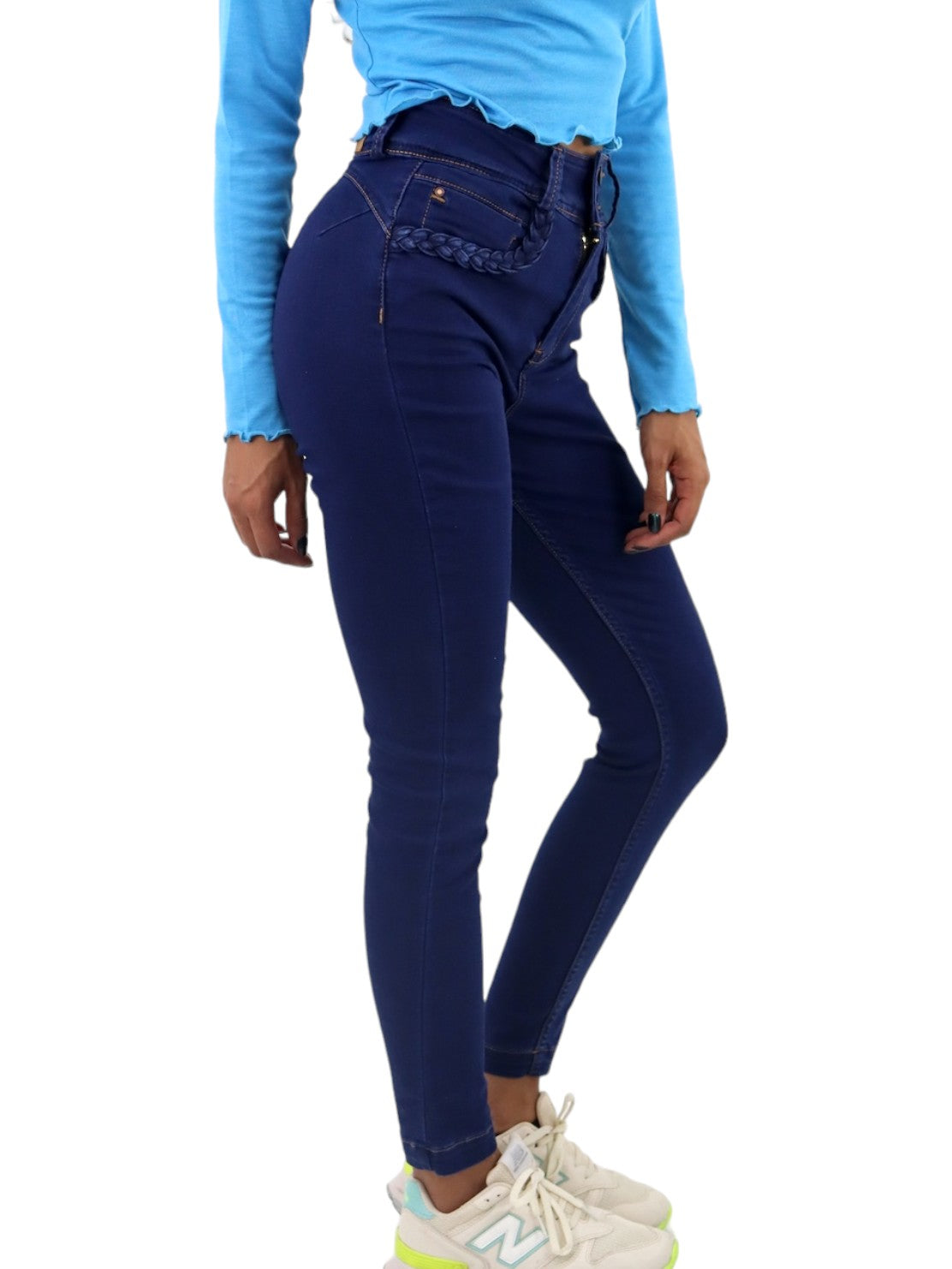 Jeans skinny tiro alto azul oscuro