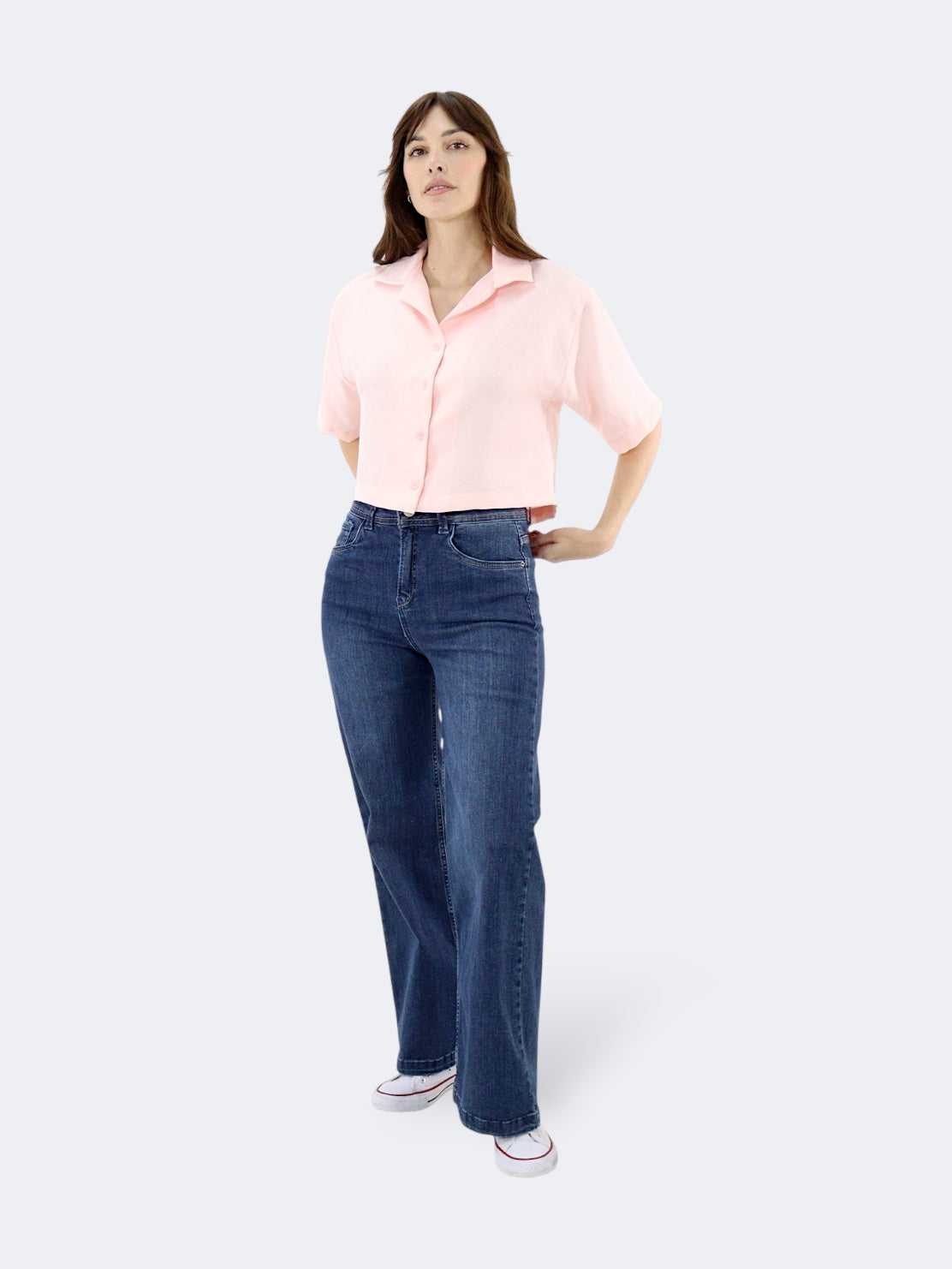 Jeans Wide-Tiro Medio
