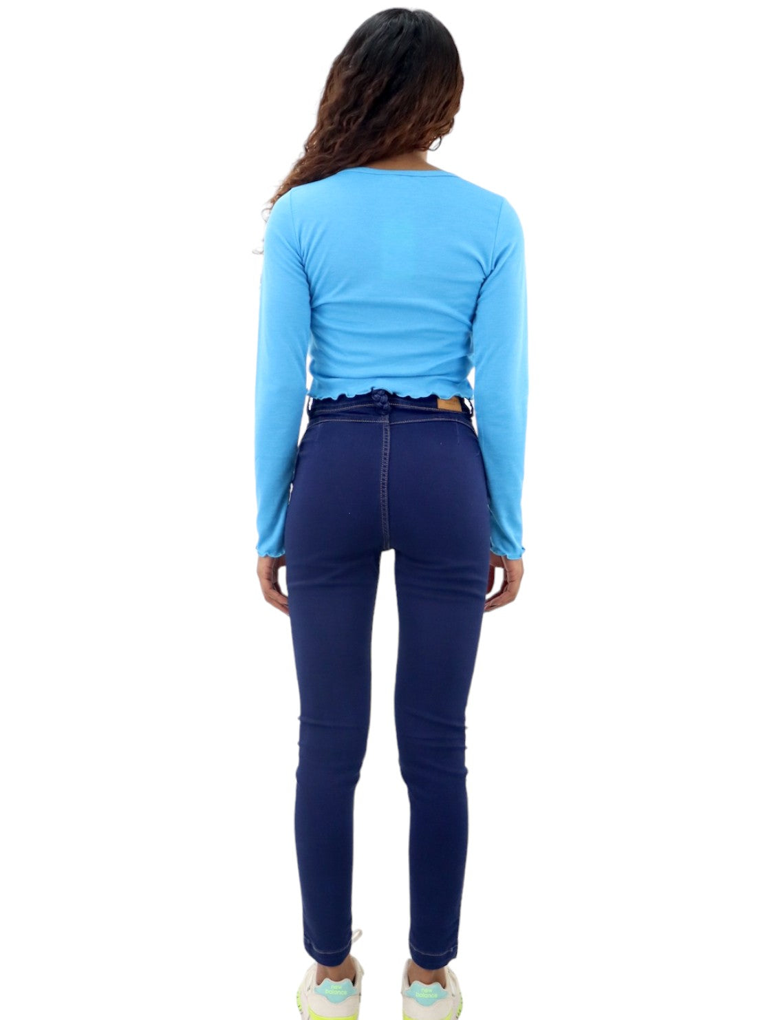 Jeans skinny tiro alto azul oscuro
