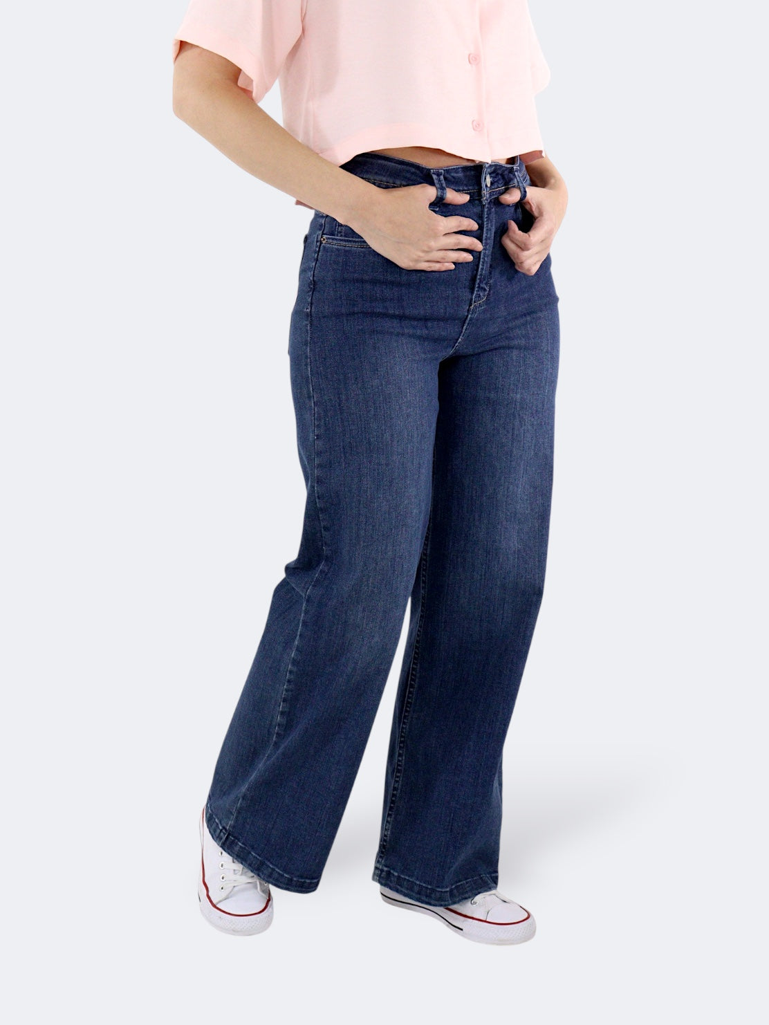Jeans Wide-Tiro Medio