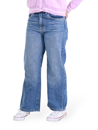 Jeans Wide Leg Con Pedrería