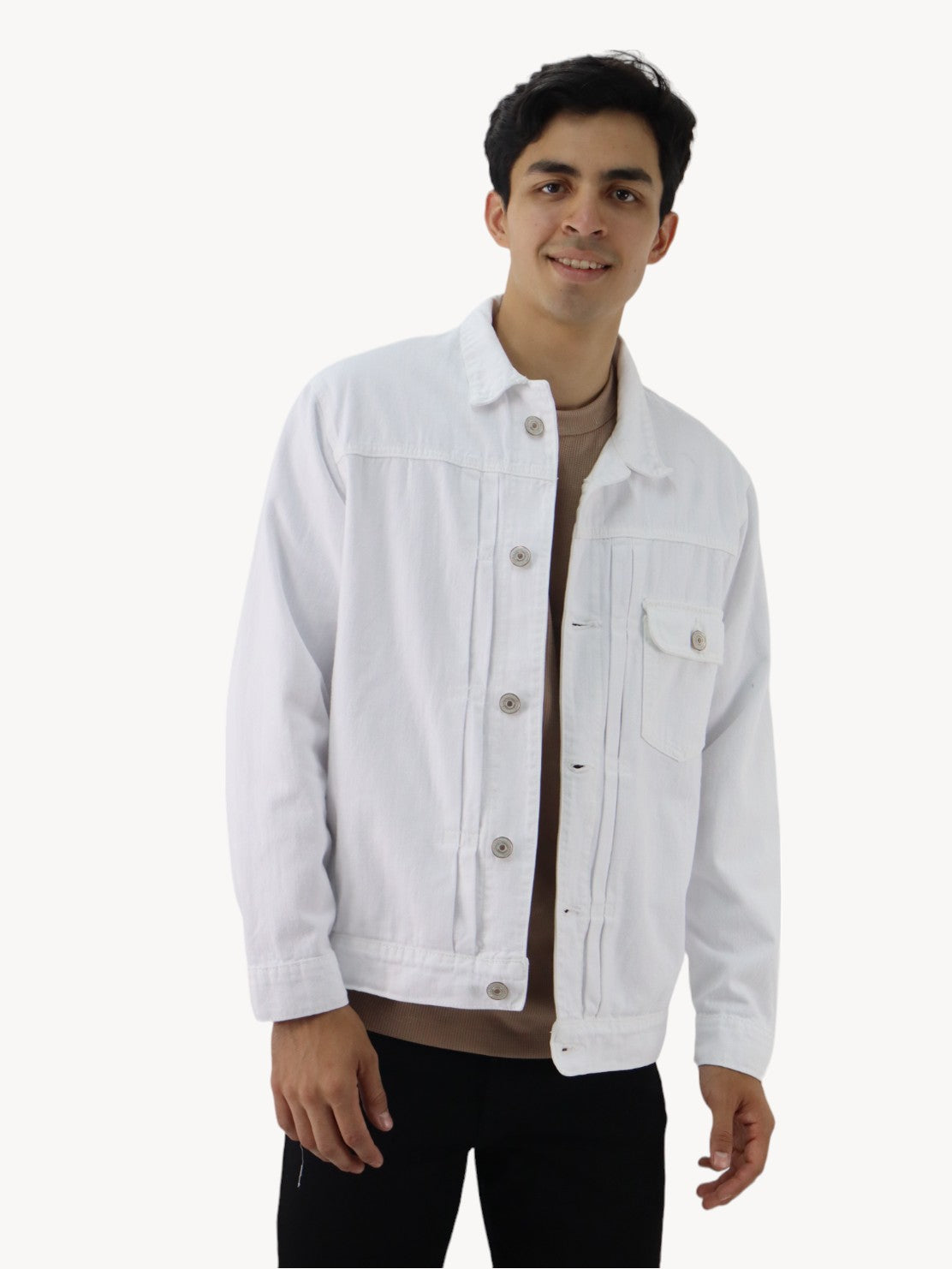 Chamarra denim de color blanco