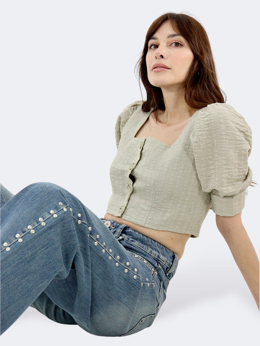 Jeans Wide Leg-Tiro Alto