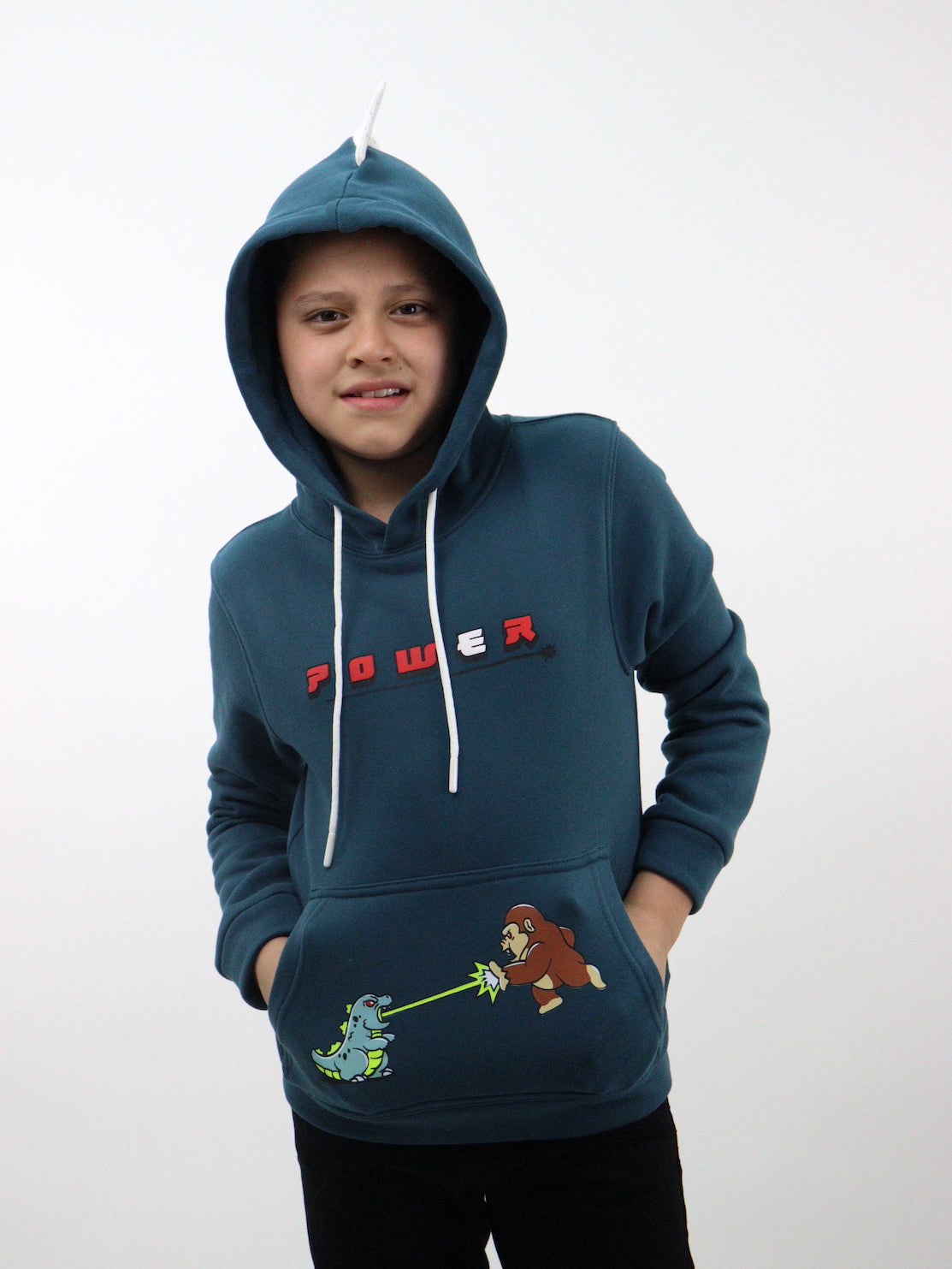 Sudadera de color verde con capucha y estampado