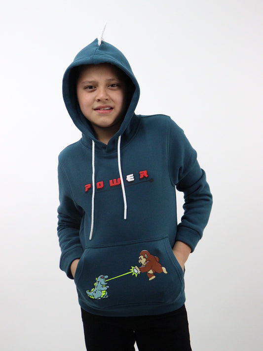 Sudadera de color verde con capucha y estampado