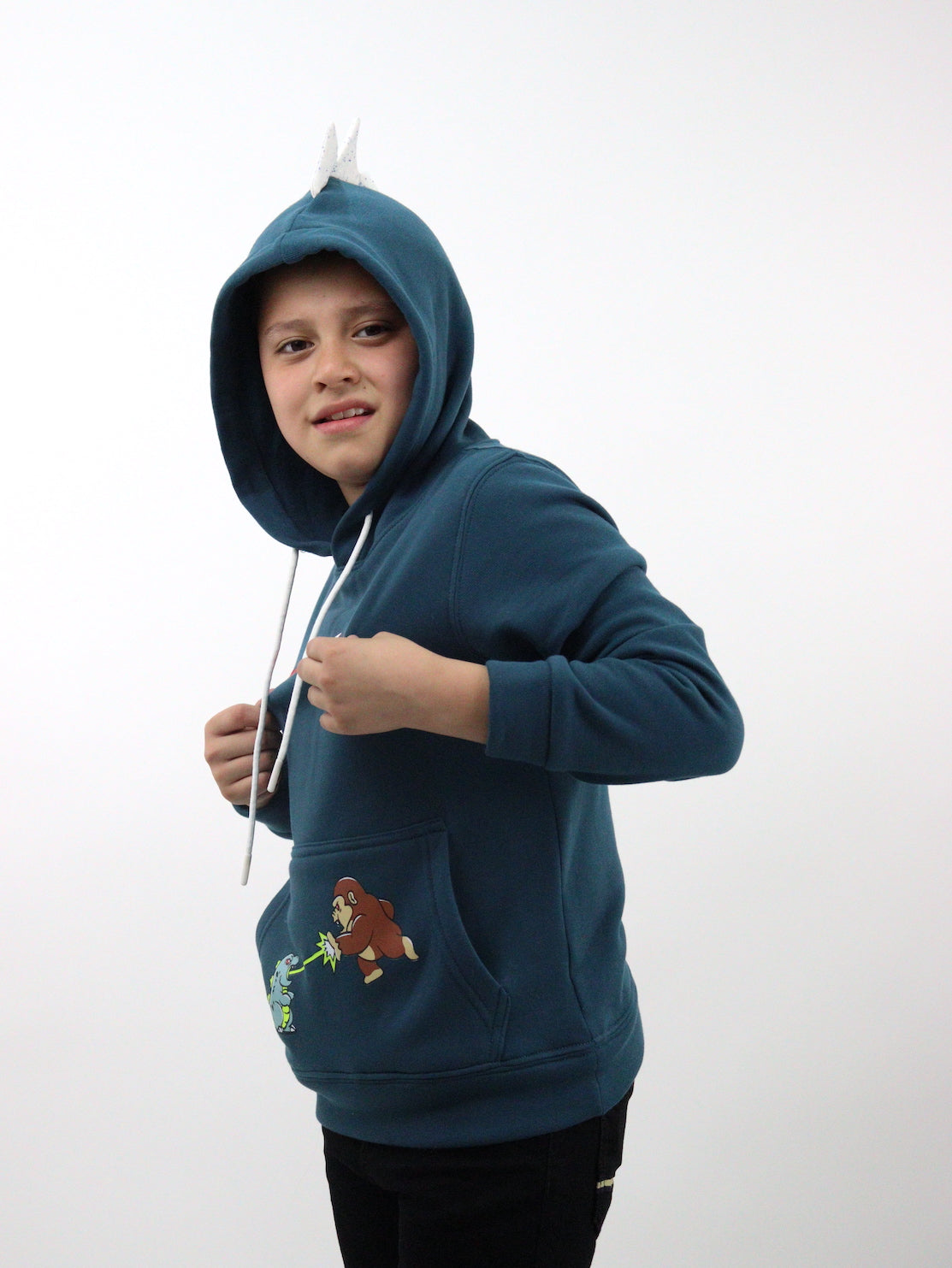 Sudadera de color verde con capucha y estampado