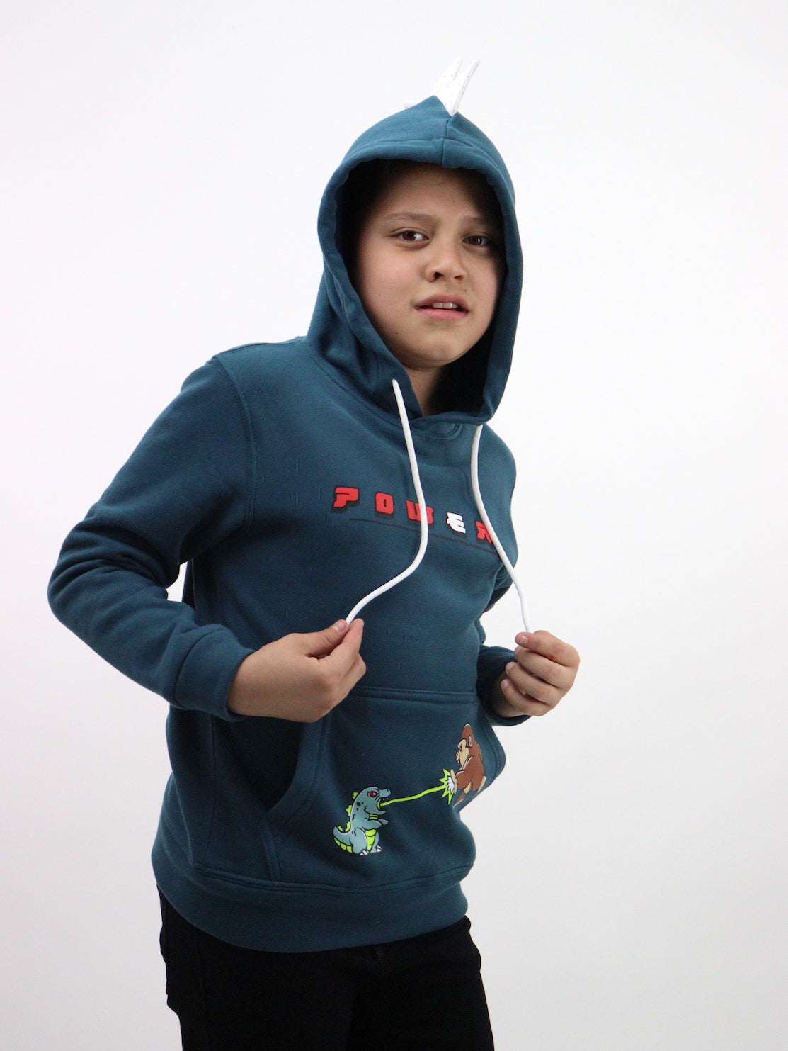 Sudadera de color verde con capucha y estampado