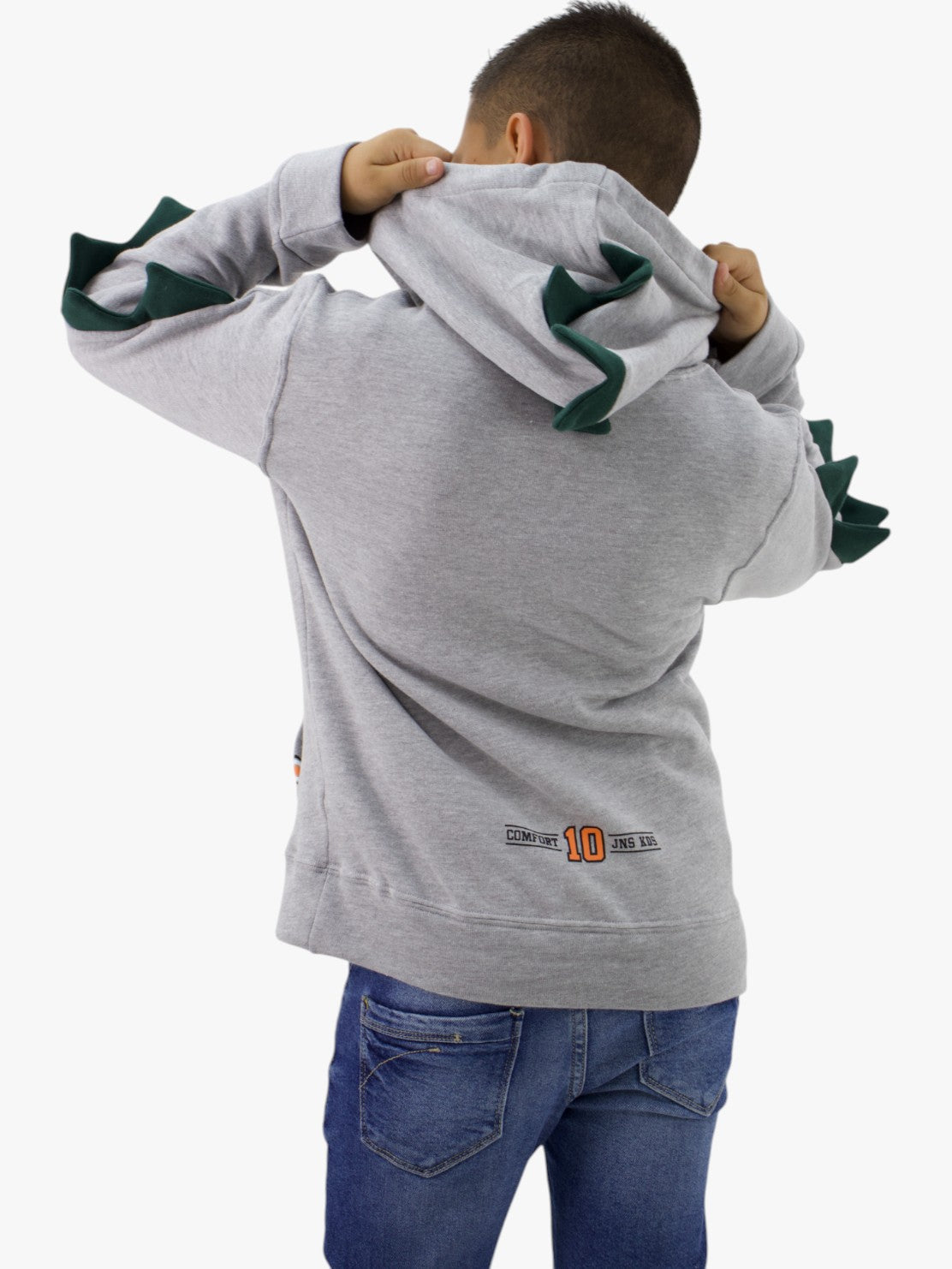 Sudadera con diseño de dinosaurio gris