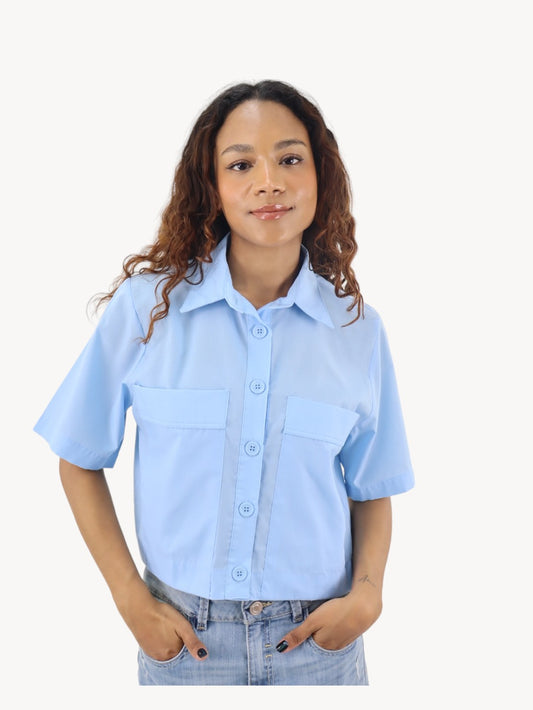 Camisa manga corta de color azul