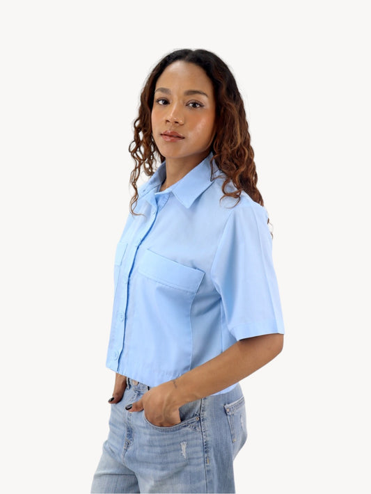 Camisa manga corta de color azul