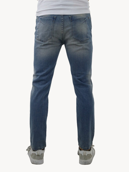 Jeans estilo slim/skinny deslavado con destrucción