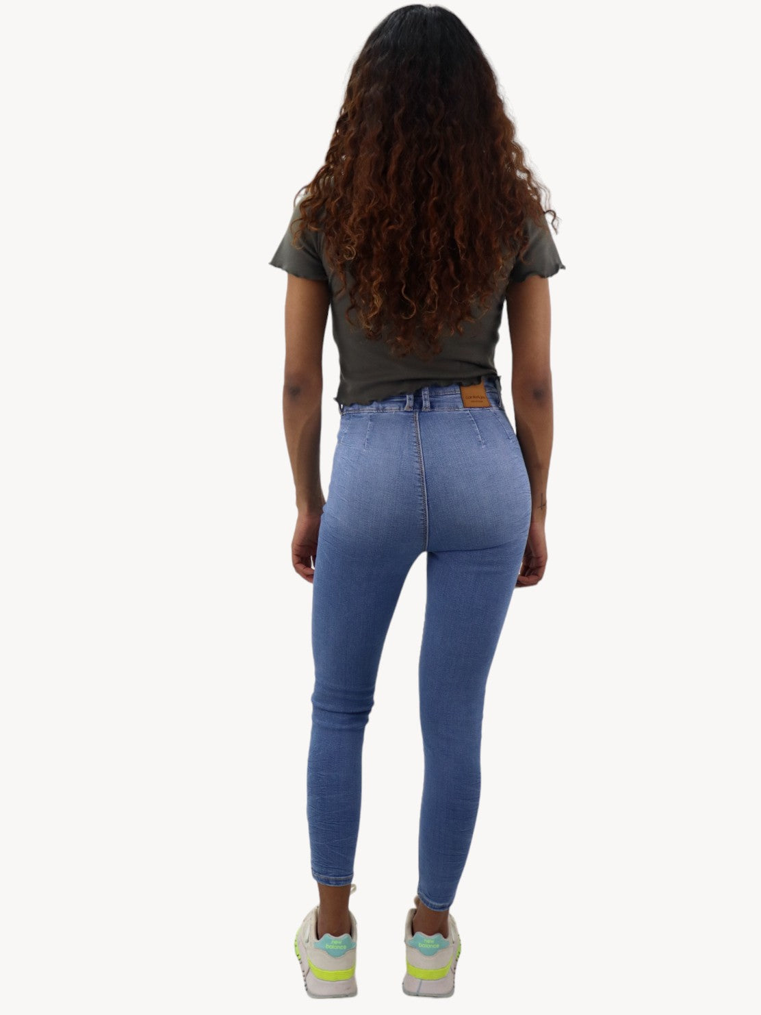 Jeans skinny corto azul medio