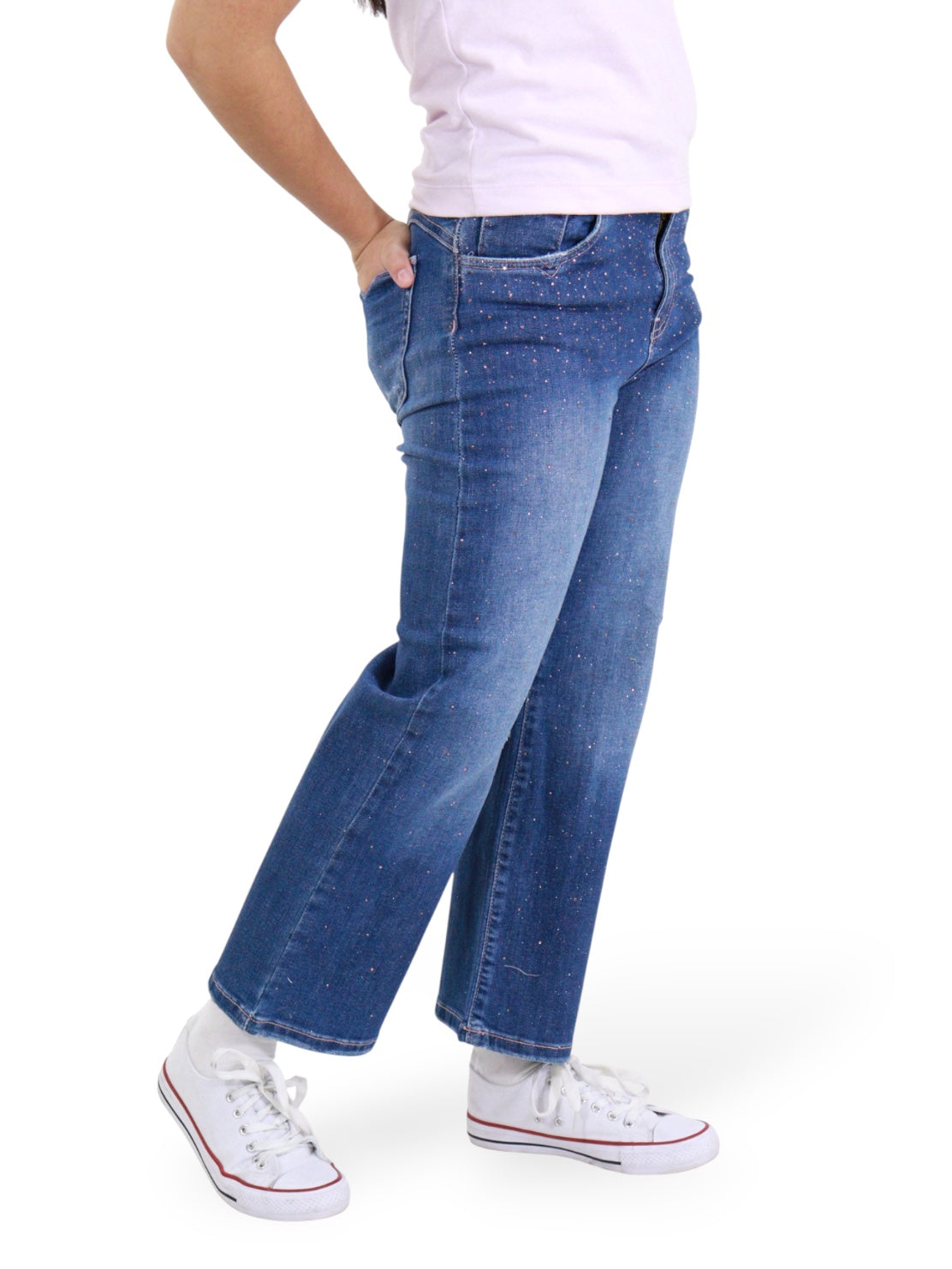 Jeans Wide Con Pedrería