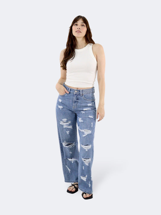 Jeans Wide Leg-Tiro Alto