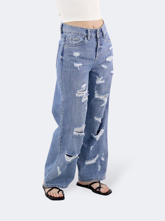 Jeans Wide Leg-Tiro Alto